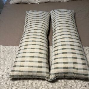 Home Interiors Green and Cream Gingham Pillows